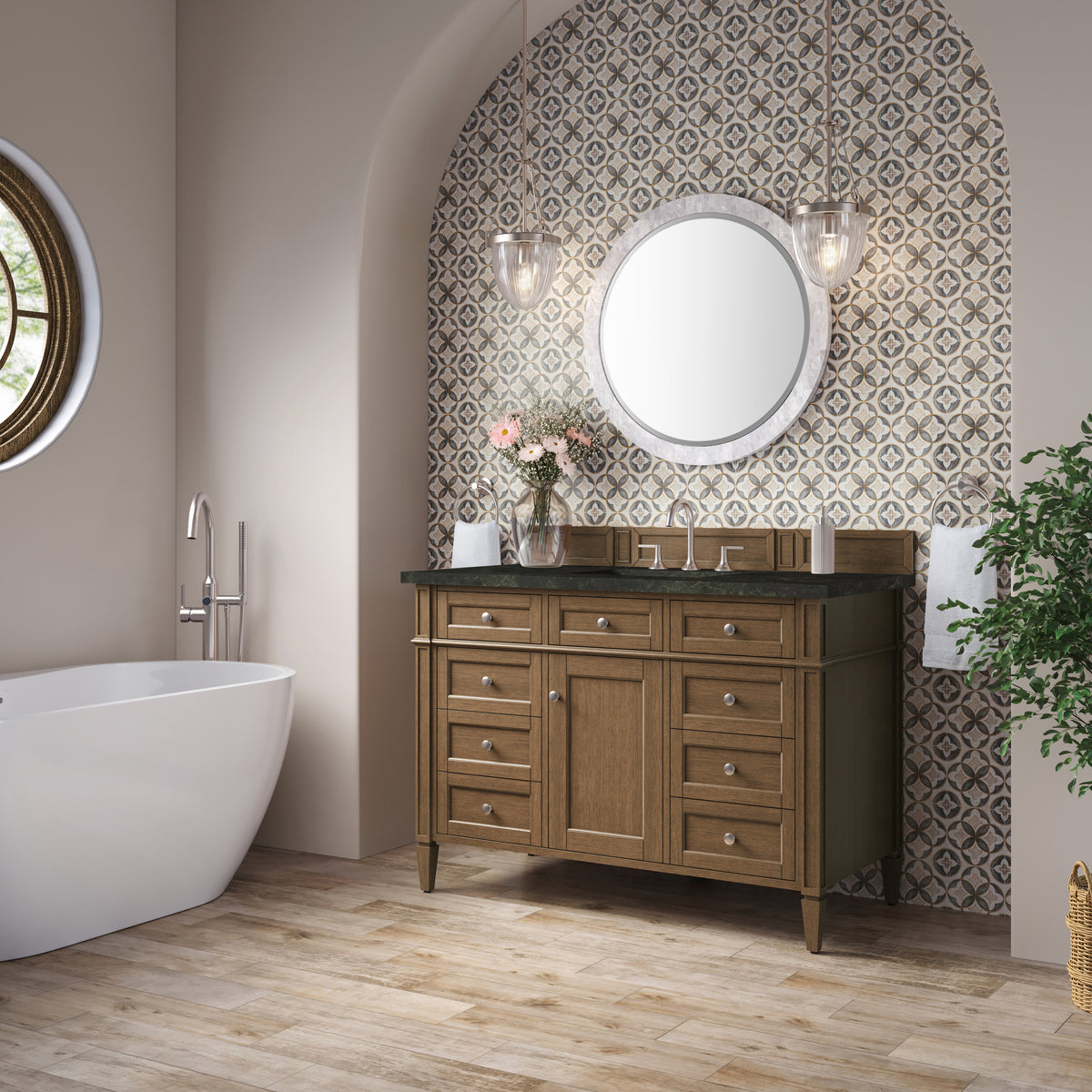 James Martin Vanities Brittany 48" Saddle Brown Single Vanity With 3 CM Phantome Eclos Top