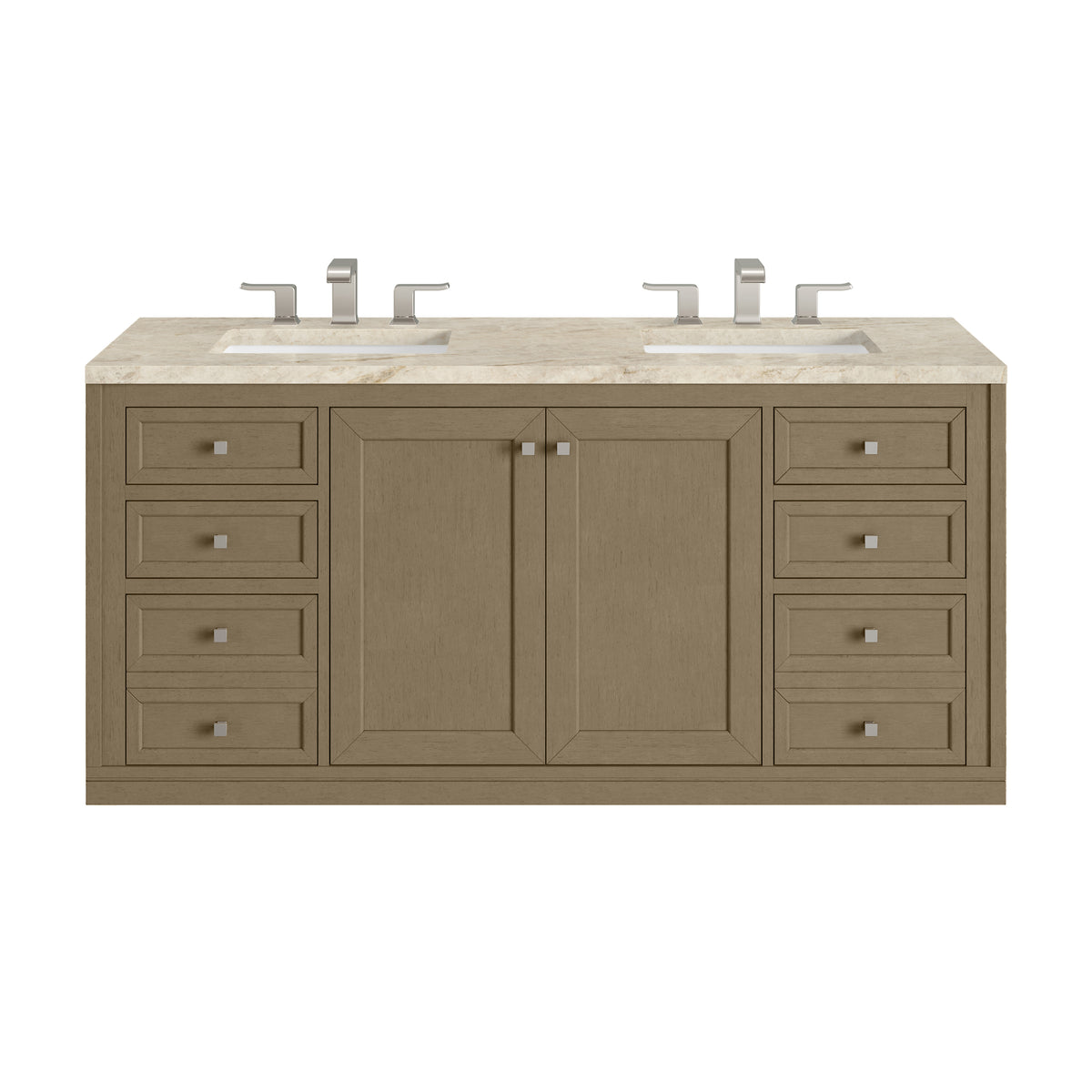 James Martin Vanities Chicago 60" Walnut Whisper Double Vanity With 3 CM Tajnar Eclos Top