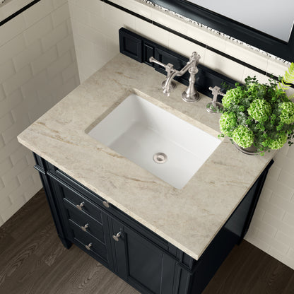 James Martin Vanities Brittany 30" Black Onyx Single Vanity With 3 CM Tajnar Eclos Top