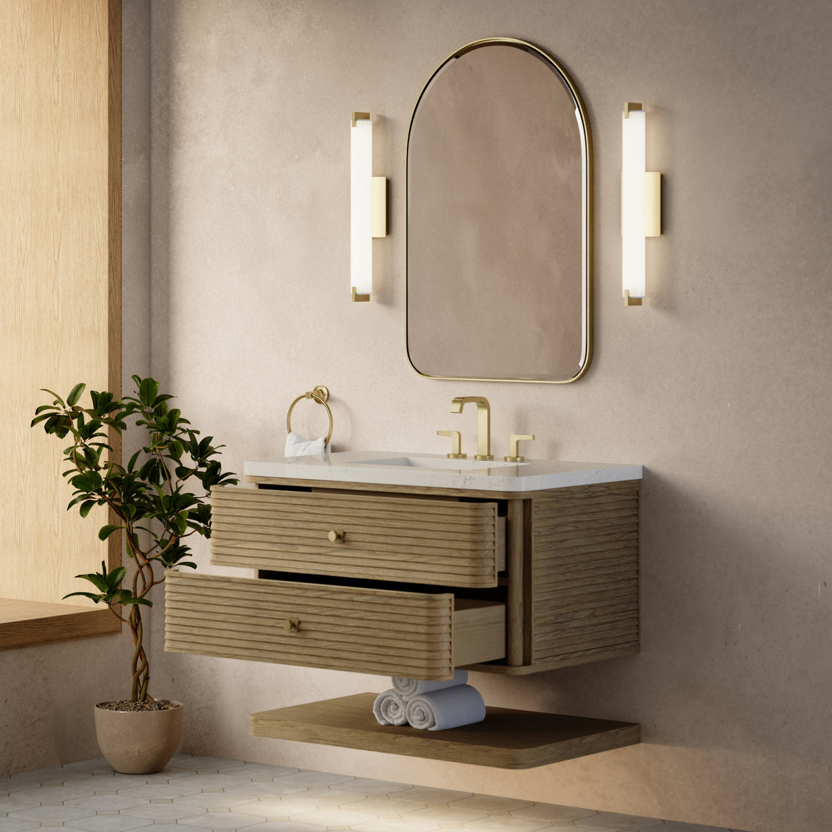 James Martin Vanities Allamari 36" Dune Mist Single Vanity With 3 CM Siberian Silestone Top