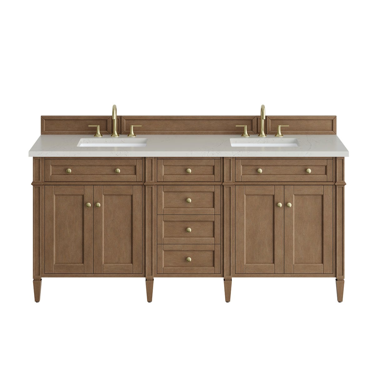 James Martin Vanities Brittany 72" Pecan Double Vanity With 3 CM Siberian Silestone Top