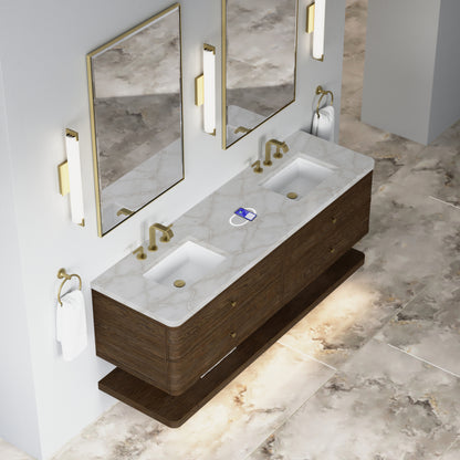 James Martin Vanities Allamari 72" Sable Double Vanity With 3 CM Victorian Silver Top and FreePower Wireless Charger