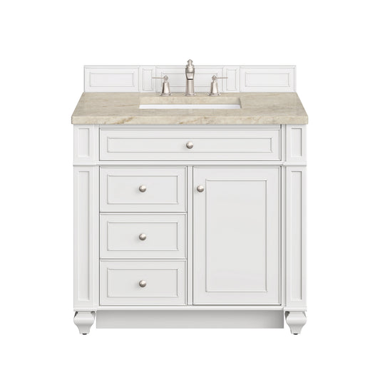 James Martin Vanities Bristol 36" Bright White Single Vanity With 3 CM Tajnar Eclos Top