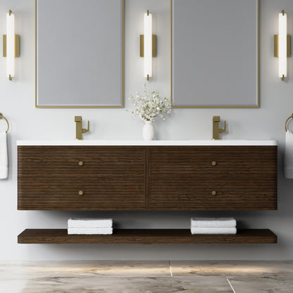 James Martin Vanities Allamari 72" Sable Double Vanity With Single Hole 3 CM White Zeus Silestone Top
