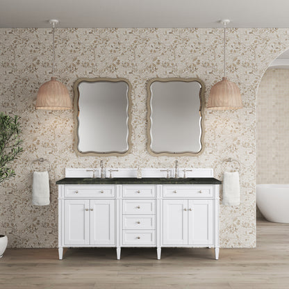James Martin Vanities Brittany 72" Bright White Double Vanity With 3 CM Phantome Eclos Top