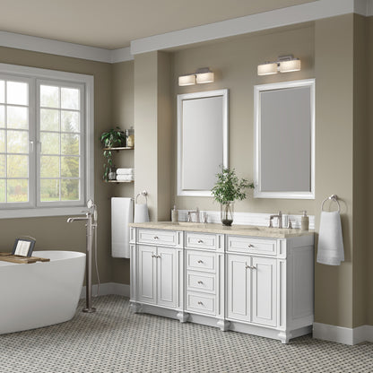 James Martin Vanities Bristol 72" Bright White Double Vanity With 3 CM Tajnar Eclos Top