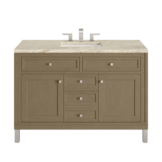 James Martin Vanities Chicago 48" Walnut Whisper Single Vanity With 3 CM Tajnar Eclos Top