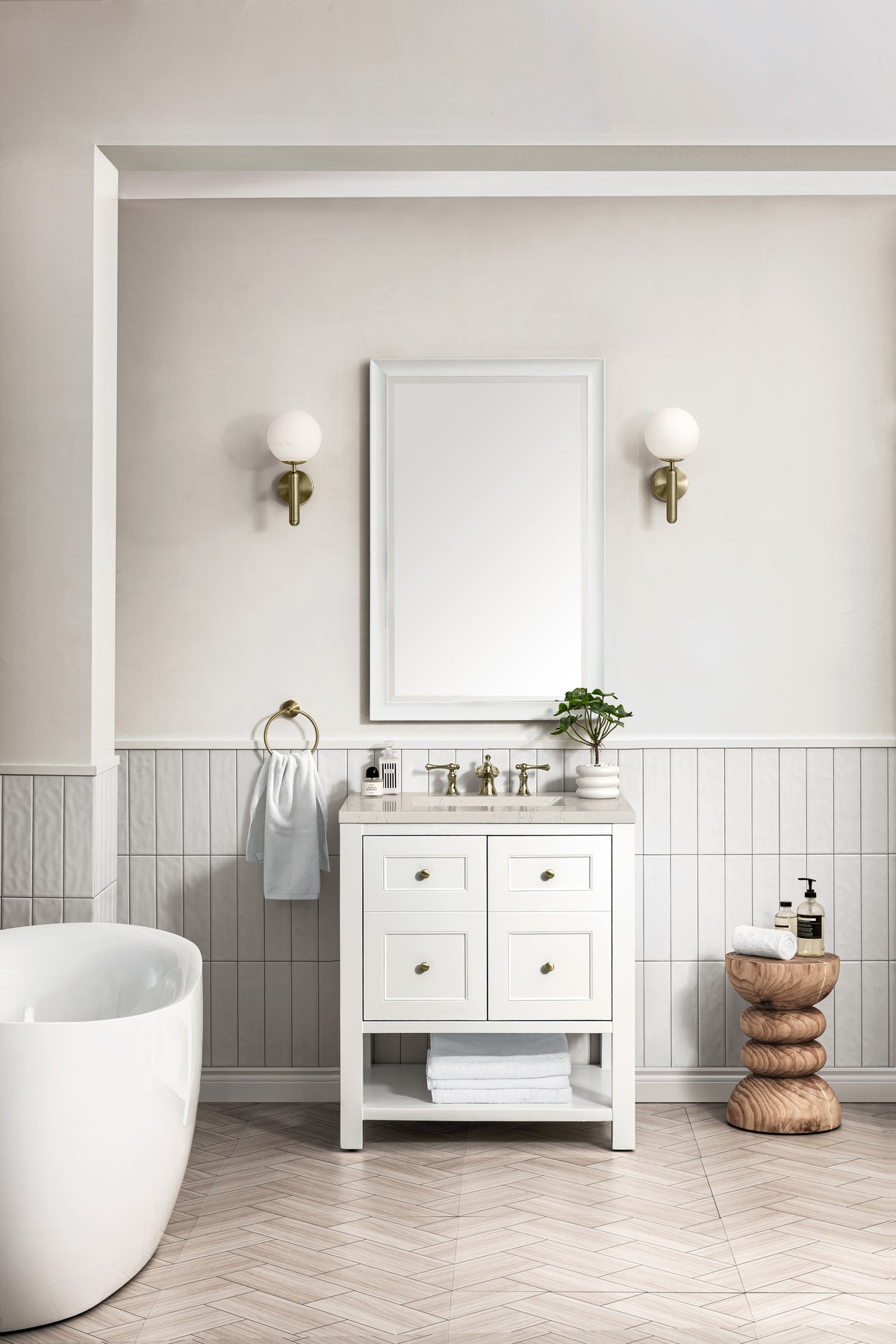 James Martin Vanities Breckenridge 30" Bright White Single Vanity With 3cm Siberian Silestone Top