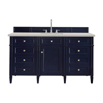 James Martin Vanities Brittany 60" Victory Blue Single Vanity With 3 CM Siberian Silestone Top and FreePower Wireless Charger
