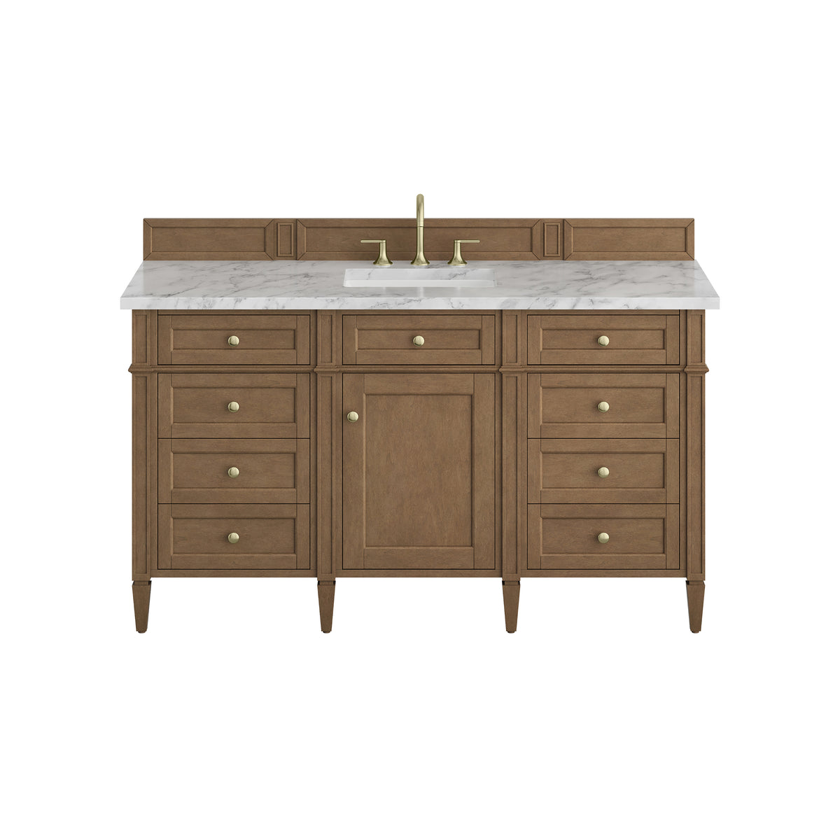 James Martin Vanities Brittany 60" Pecan Single Vanity With 3 CM Carrara Marble Top