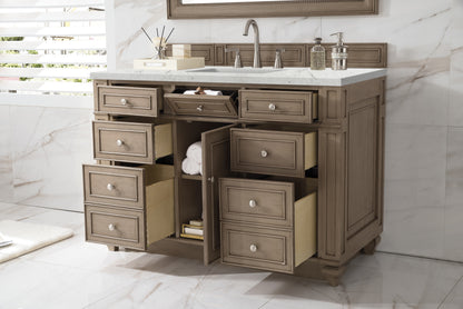 James Martin Vanities Bristol 48" Whitewashed Walnut Single Vanity With 3 CM Eternal Jasmine Pearl Silestone Top and FreePower Wireless Charger