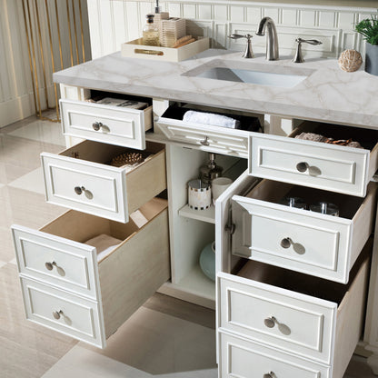James Martin Vanities Bristol 48" Bright White Single Vanity With 3 CM Victorian Silver Silestone Top and FreePower Wireless Charger