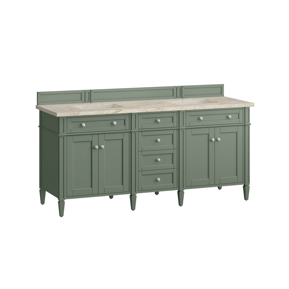James Martin Vanities Brittany 72" Smokey Celadon Double Vanity With 3 CM Tajnar Eclos Top