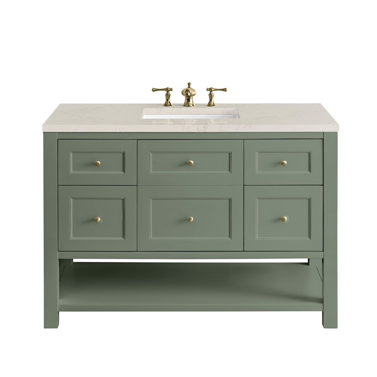 James Martin Vanities Breckenridge 48" Smokey Celadon Single Vanity With 3cm Siberian Silestone Top and FreePower Wireless Charger
