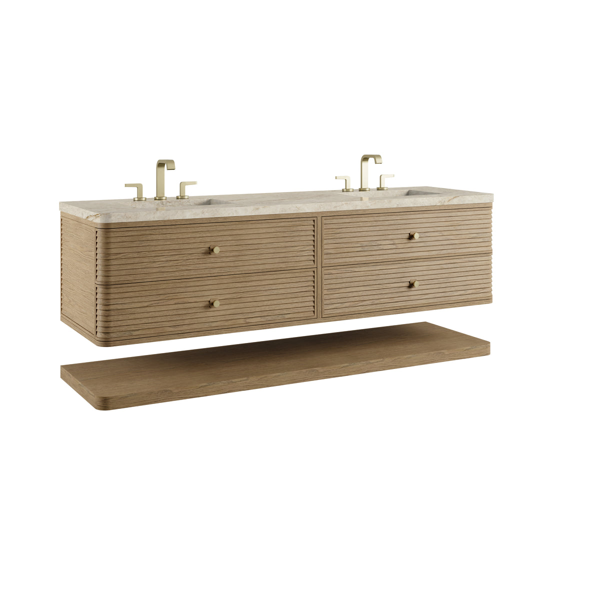 James Martin Vanities Allamari 72" Dune Mist Double Vanity With 3 CM Tajnar Eclos Top