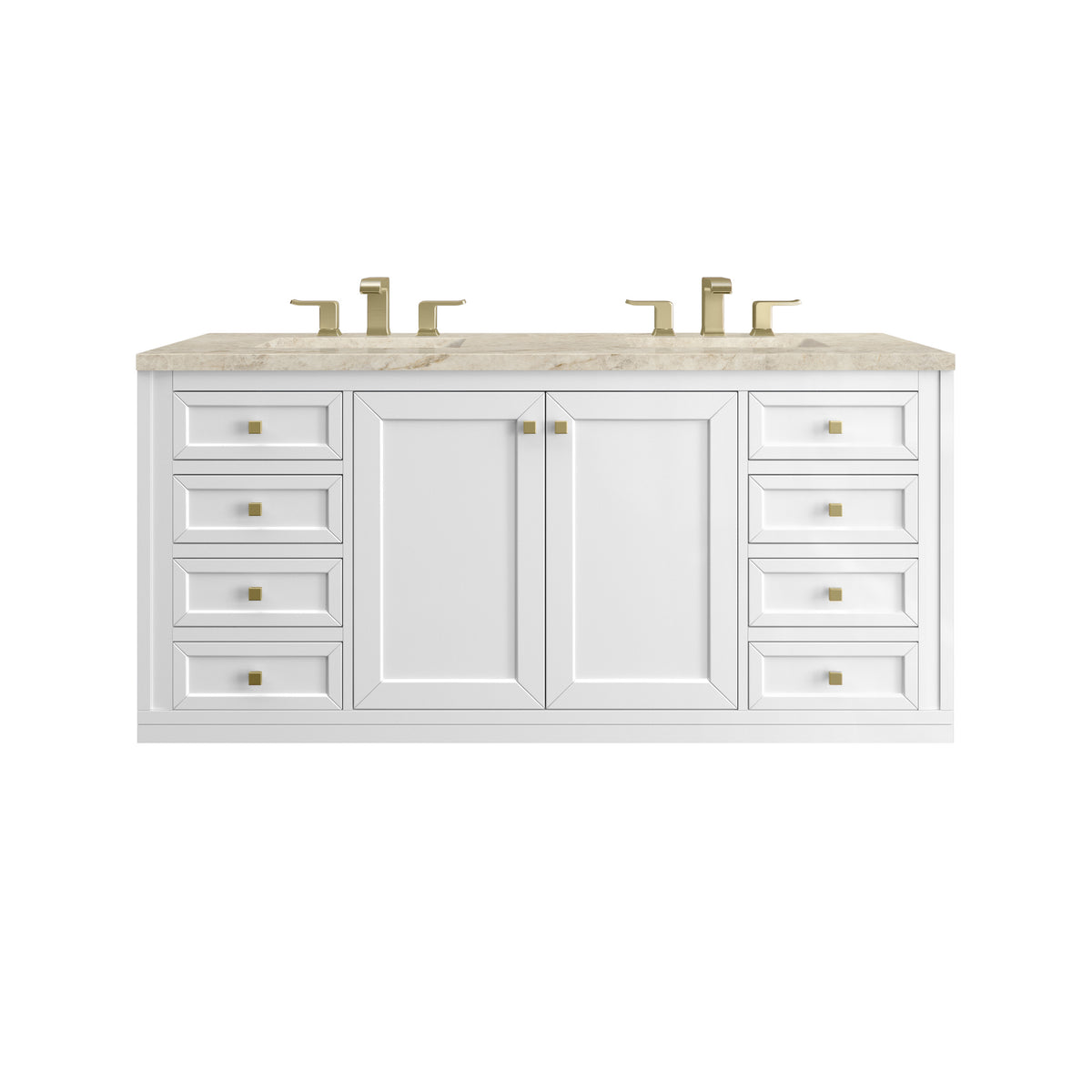 James Martin Vanities Chicago 60" Glossy White Double Vanity With 3 CM Tajnar Eclos Top