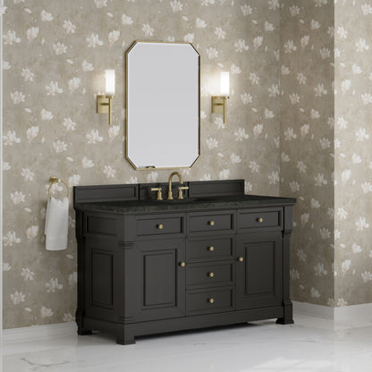 James Martin Vanities Brookfield 60" Black Onyx Single Vanity With 3 CM Phantome Eclos Top