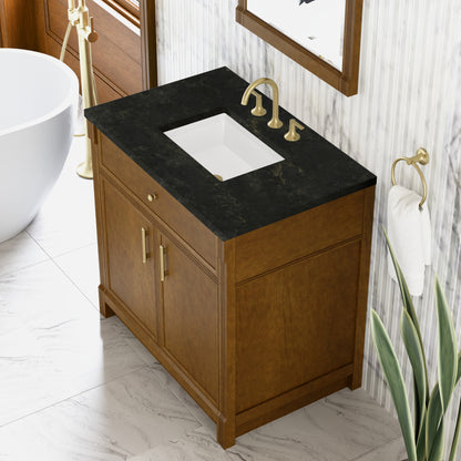 James Martin Vanities Bellshire 36" Honey Oak Single Vanity With 3 CM Phantome Eclos Top