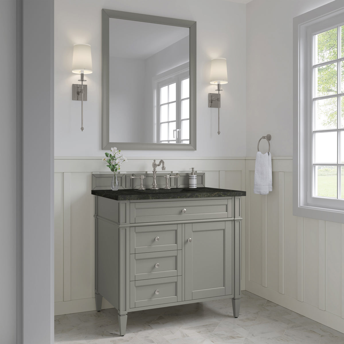 James Martin Vanities Brittany 36" Urban Gray Single Vanity With 3 CM Phantome Eclos Top