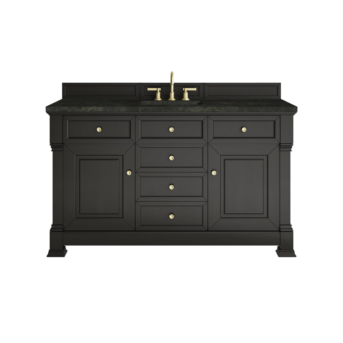James Martin Vanities Brookfield 60" Black Onyx Single Vanity With 3 CM Phantome Eclos Top
