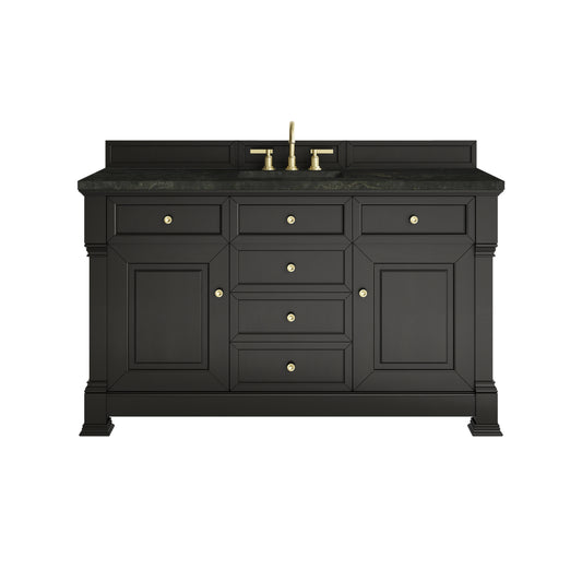 James Martin Vanities Brookfield 60" Black Onyx Single Vanity With 3 CM Phantome Eclos Top