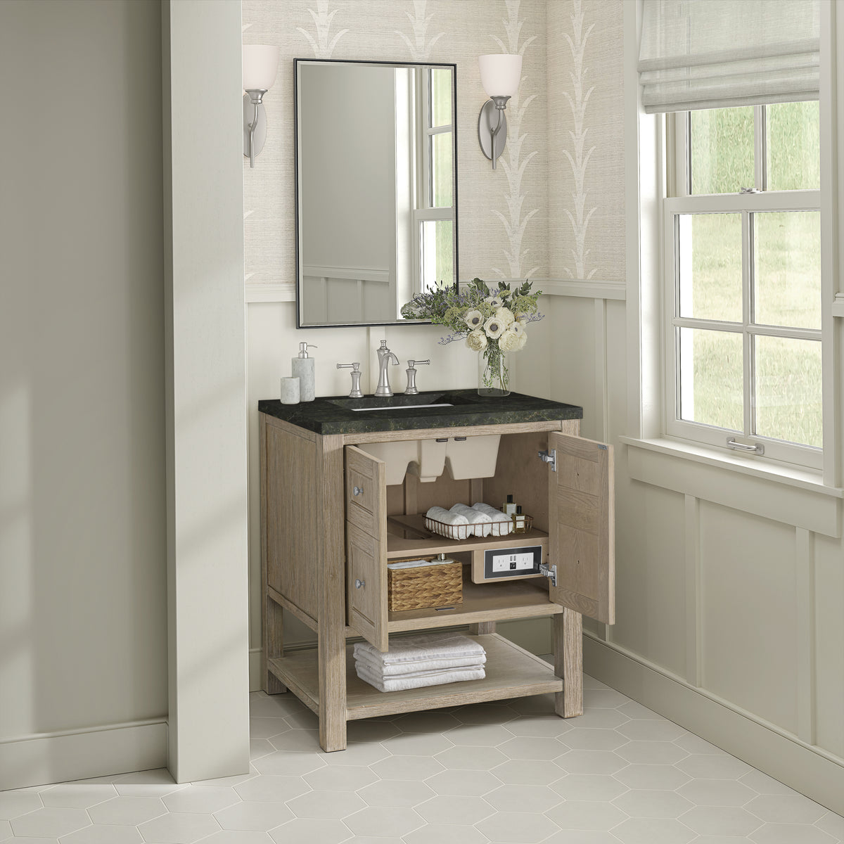 James Martin Vanities Breckenridge 30" Whitewashed Oak Single Vanity With 3cm Phantome Eclos Top