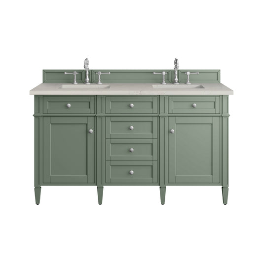 James Martin Vanities Brittany 60" Smokey Celadon Double Vanity With 3 CM Siberian Silestone Top