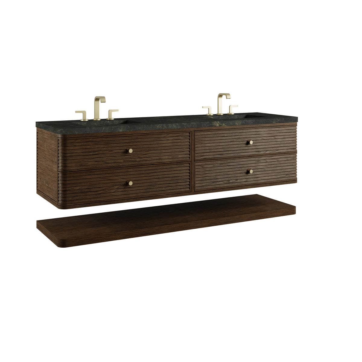 James Martin Vanities Allamari 72" Sable Double Vanity With 3 CM Phantome Eclos Top