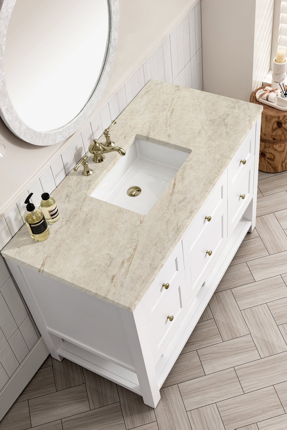 James Martin Vanities Breckenridge 48" Bright White Single Vanity With 3cm Tajnar Eclos Top
