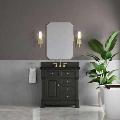 James Martin Vanities Brookfield 36" Black Onyx Single Vanity With 3 CM Phantome Eclos Top