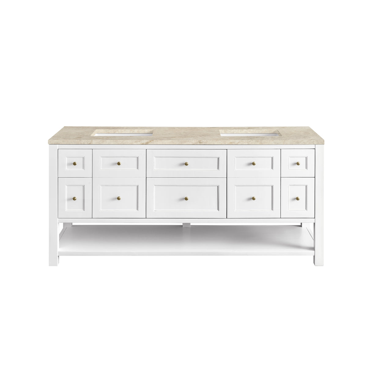 James Martin Vanities Breckenridge 72" Bright White Double Vanity With 3cm Tajnar Eclos Top