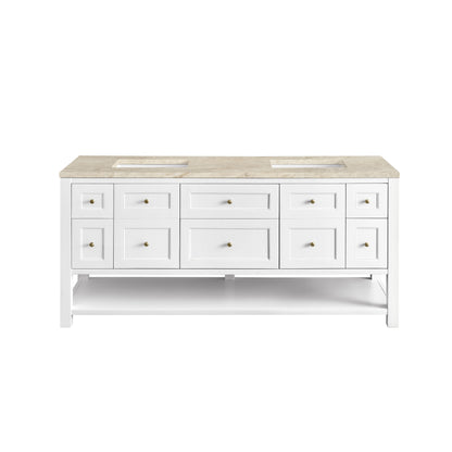 James Martin Vanities Breckenridge 72" Bright White Double Vanity With 3cm Tajnar Eclos Top