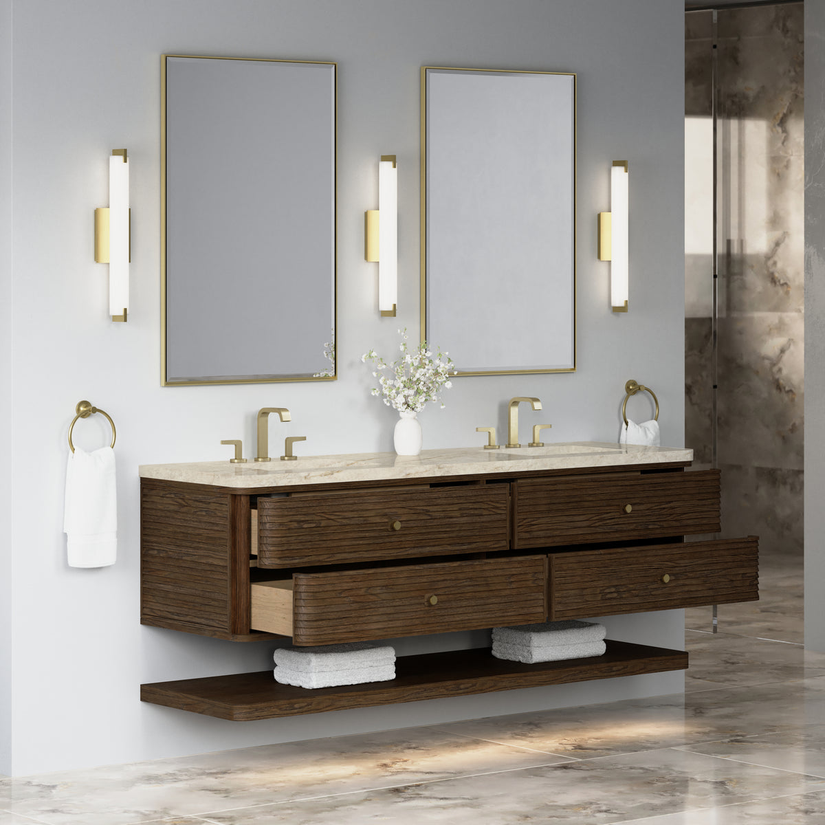 James Martin Vanities Allamari 72" Sable Double Vanity With 3 CM Tajnar Eclos Top