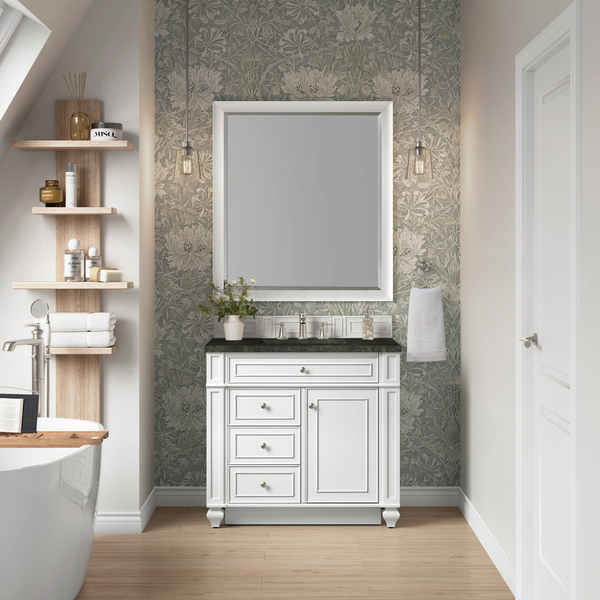 James Martin Vanities Bristol 36" Bright White Single Vanity With 3 CM Phantome Eclos Top
