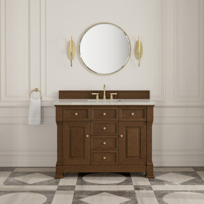 James Martin Vanities Brookfield 48" Honey Oak Single Vanity With 3 CM Siberian Silestone Top and FreePower Wireless Charger
