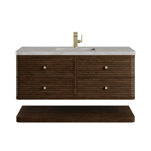 James Martin Vanities Allamari 48" Sable Single Vanity With Single Hole 3 CM Victorian Silver Silestone Top