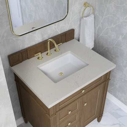 James Martin Vanities Brittany 30" Pecan Single Vanity With 3 CM Siberian Silestone Top
