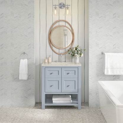 James Martin Vanities Breckenridge 30" Serenity Blue Single Vanity With 3cm Siberian Silestone Top
