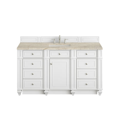 James Martin Vanities Bristol 60" Bright White Single Vanity With 3 CM Tajnar Eclos Top