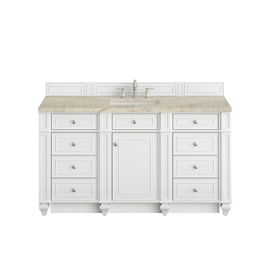 James Martin Vanities Bristol 60" Bright White Single Vanity With 3 CM Tajnar Eclos Top