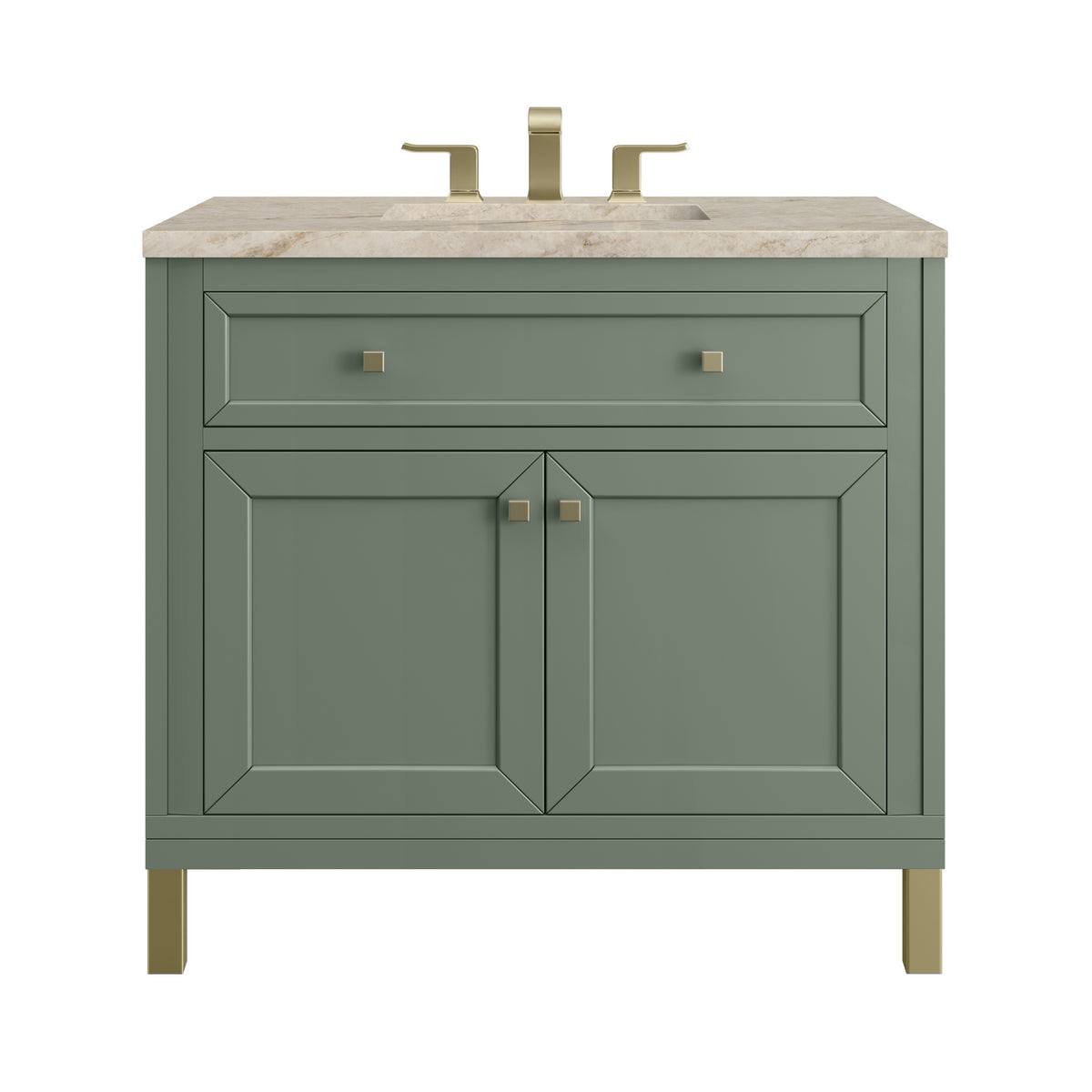 James Martin Vanities Chicago 36" Smokey Celadon Single Vanity With 3 CM Tajnar Eclos Top