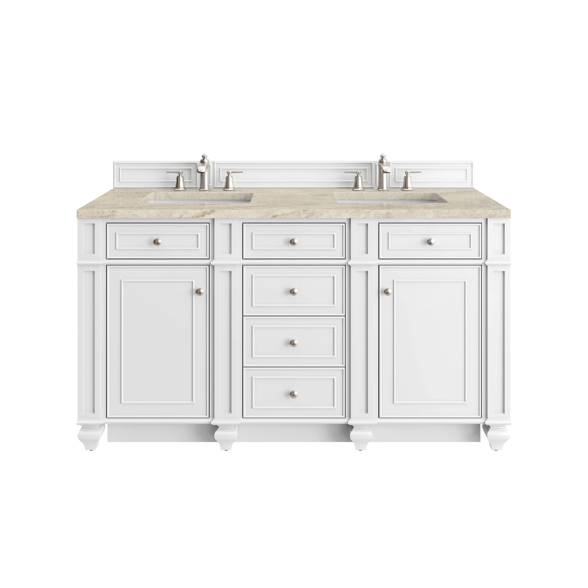 James Martin Vanities Bristol 60" Bright White Double Vanity With 3 CM Tajnar Eclos Top