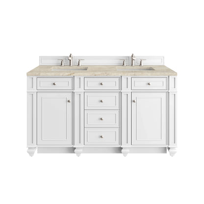 James Martin Vanities Bristol 60" Bright White Double Vanity With 3 CM Tajnar Eclos Top