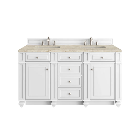 James Martin Vanities Bristol 60" Bright White Double Vanity With 3 CM Tajnar Eclos Top