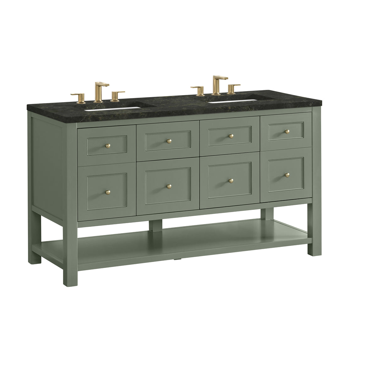 James Martin Vanities Breckenridge 60" Smokey Celadon Double Vanity With 3cm Phantome Eclos Top