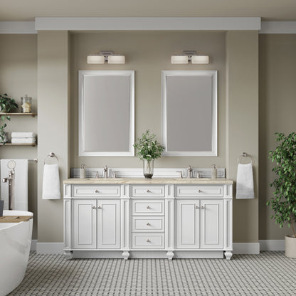 James Martin Vanities Bristol 72" Bright White Double Vanity With 3 CM Tajnar Eclos Top
