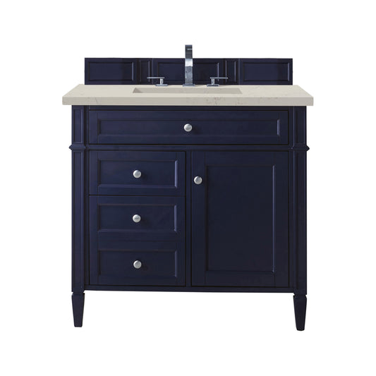 James Martin Vanities Brittany 36" Victory Blue Single Vanity With 3 CM Siberian Silestone Top
