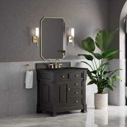 James Martin Vanities Brookfield 36" Black Onyx Single Vanity With 3 CM Phantome Eclos Top