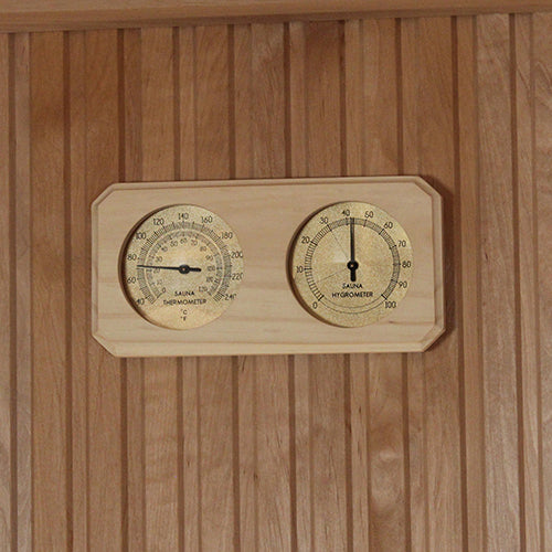 PROSAUNAS Pine Wood Thermometer & Hygrometer