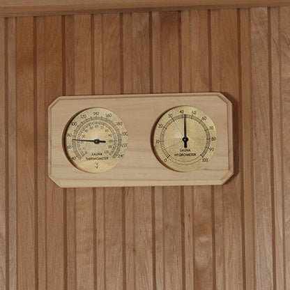 PROSAUNAS Pine Wood Thermometer & Hygrometer